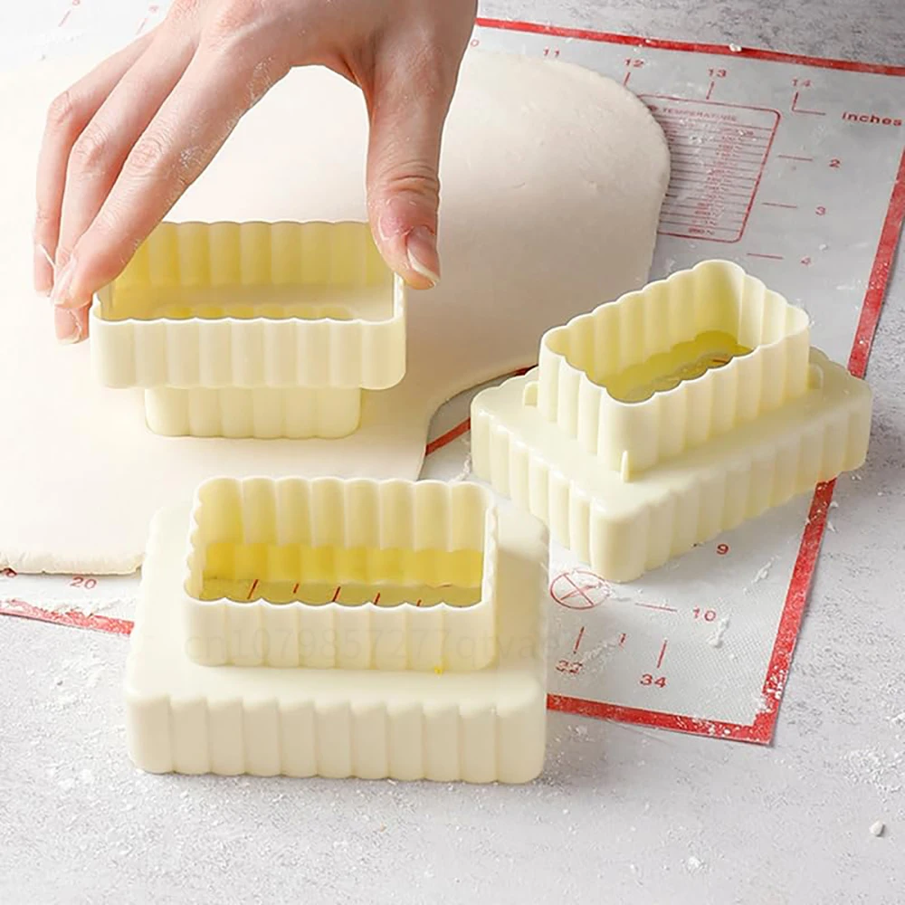 3 pz/set stampi per biscotti quadrati fai da te formine per biscotti fondente taglierine per pasticceria stampi strumenti per la decorazione di torte accessori per la cottura