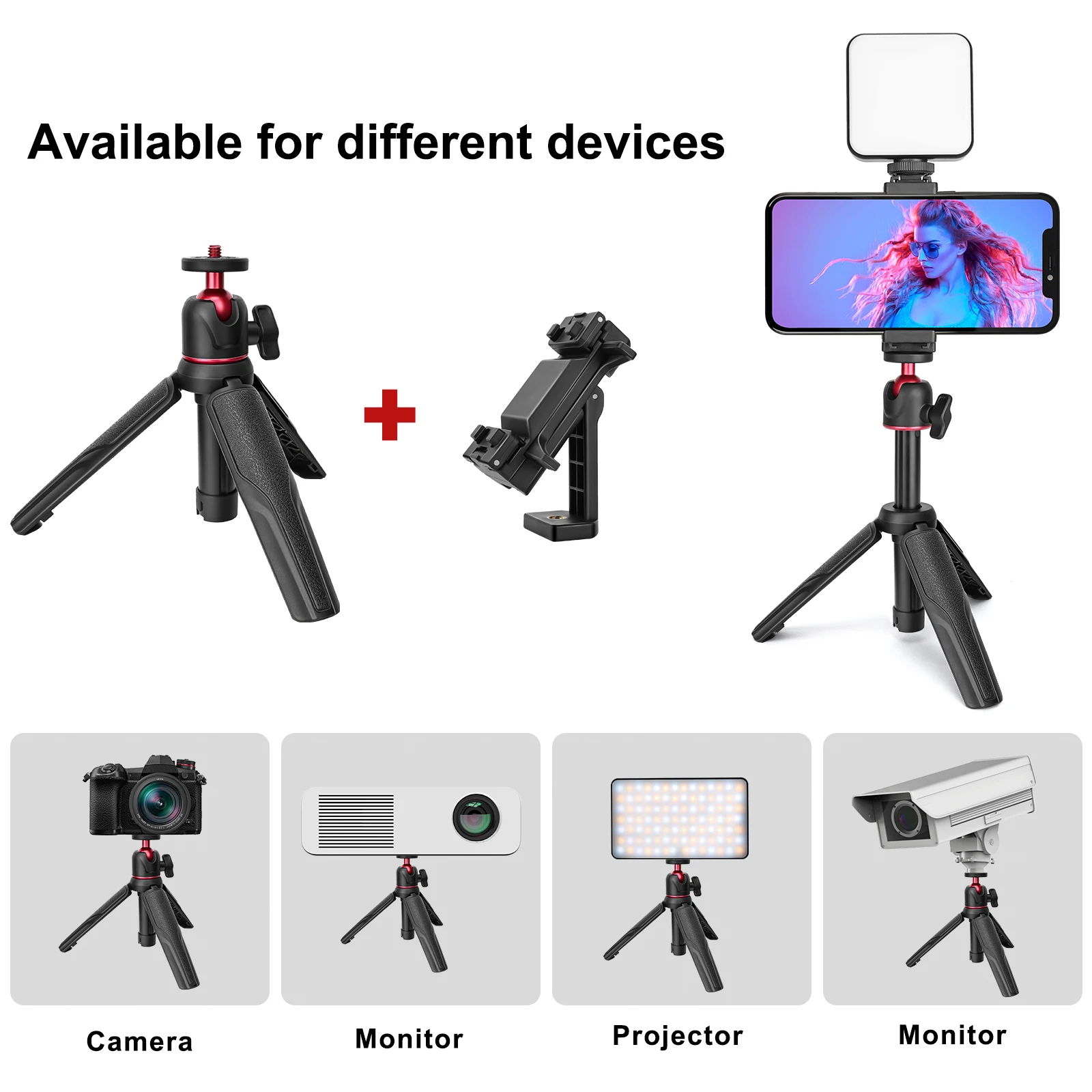 LUXCEO L05 DSLR SLR Phone Vlog Tripod Cold Shoe Phone Mount Holder for Microphone LED Light Mini Tripod for iPhone Sony