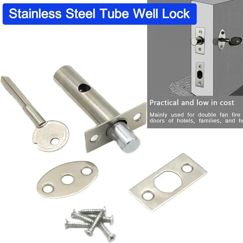 Steel Invisible Lock Core Hardware Pipe Tube Security Door Well Locks For Fireproof Escape Mortise Aisle Locks