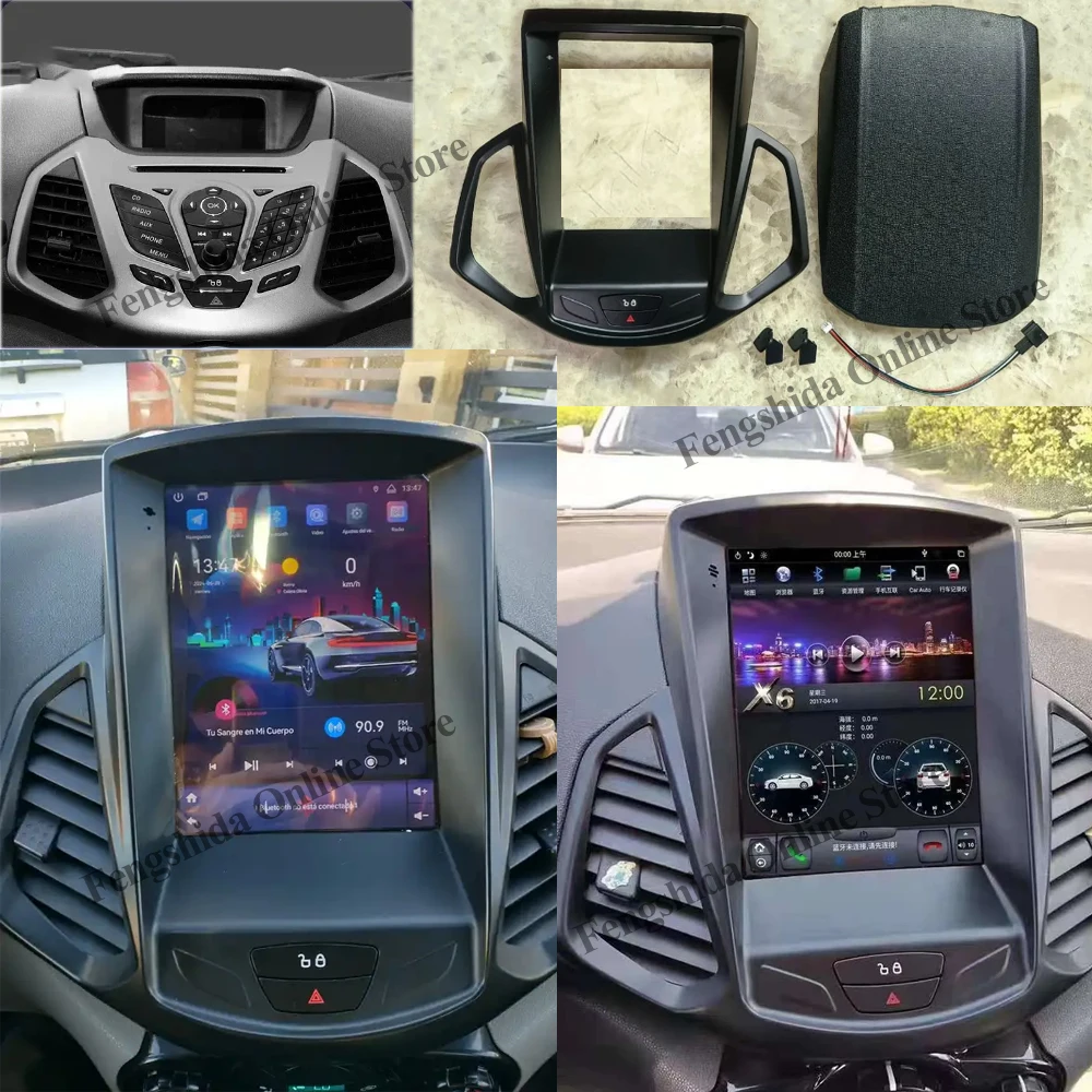 Wireless Android 14 Carplay For Ford EcoSport Eco Sport 2013-2018 tesla style 8 core Car Multimedia Player 5G Wifi Touch Display