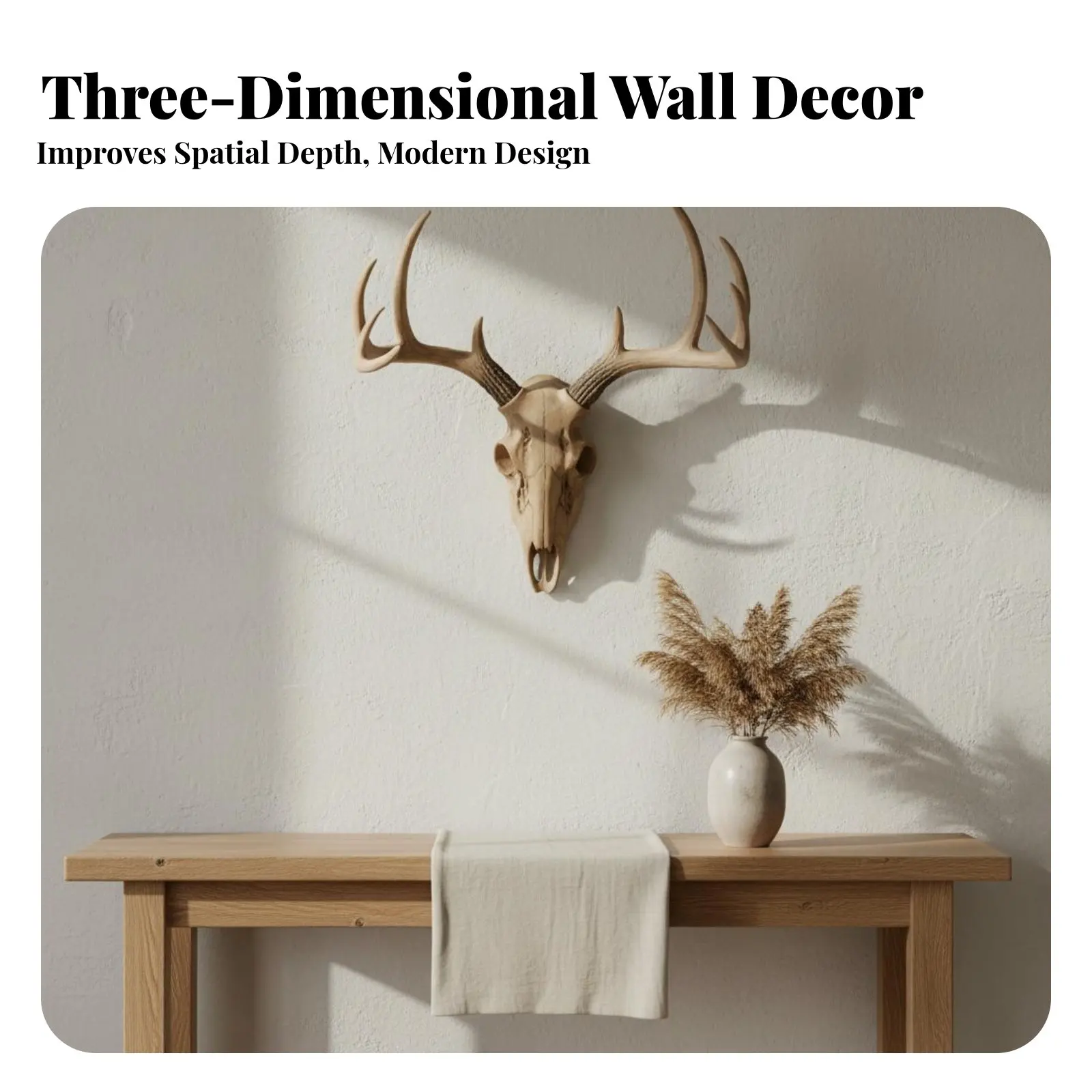 Resin Creature Head Realistic Texture Branch Wall Decor Resin Stag Skull Long-Lasting Deer Skull Wall Mount Removable Antlers