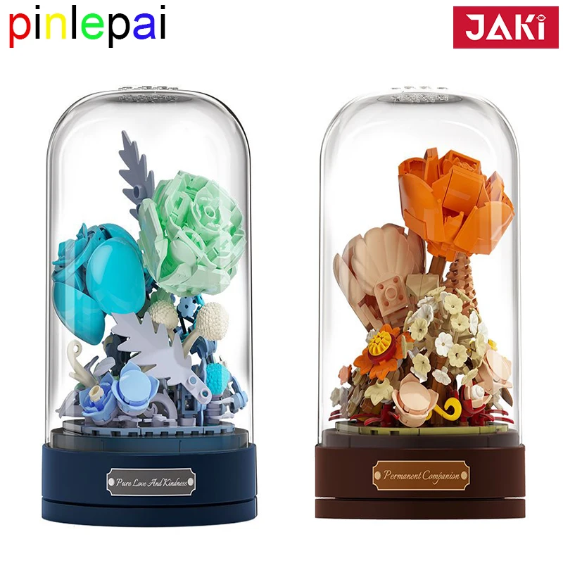 

Pinlepai Jaki Eternal Flowers Building Blocks Block Music Box Flower Assembly Bouquet Brick Musicbox Bricks Set Children Toys