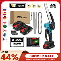 Gisam Brushless 8 Inch Electric Saw Electric Chainsaw One-handed Woodworking Garden Tool Pruning Saw For Makita 18V Battery Pin
