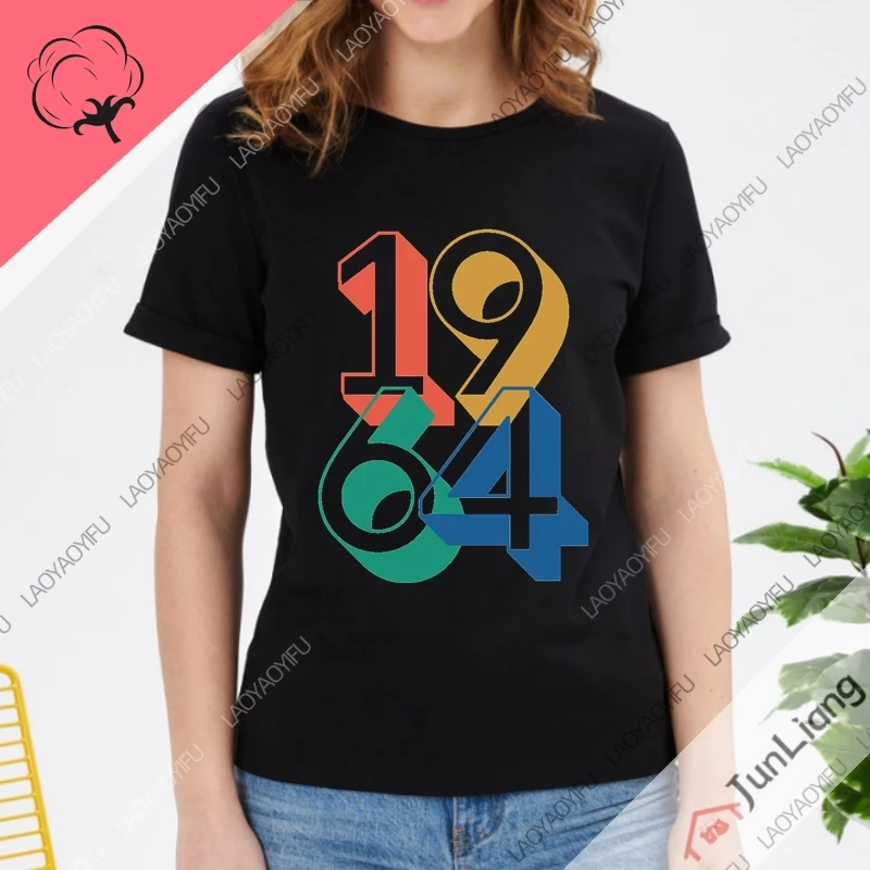 Retro 1964 Vintage Classic Short Sleeve Tee Birthday Gift Oversized -shir T Shirt for Men Clothing 100% Cotton Y2k Men's T-shirt