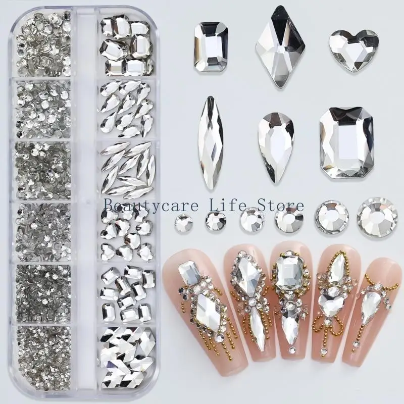 652C Multi -Formen -Nagelzauber für Acrylnägel Flachback Nagel Edelsteine ​​Nagel Strasssteine ​​Charms DIY Art Dekoration