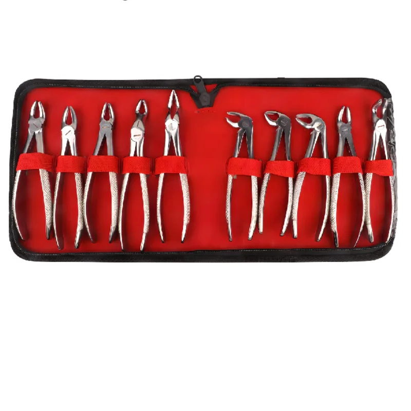 10Pcs/Set Dentistry Extraction Forceps Kit for Adults Dental Tooth Elevator&Pliers Set Dentist Oral Surgical Instruments Tools