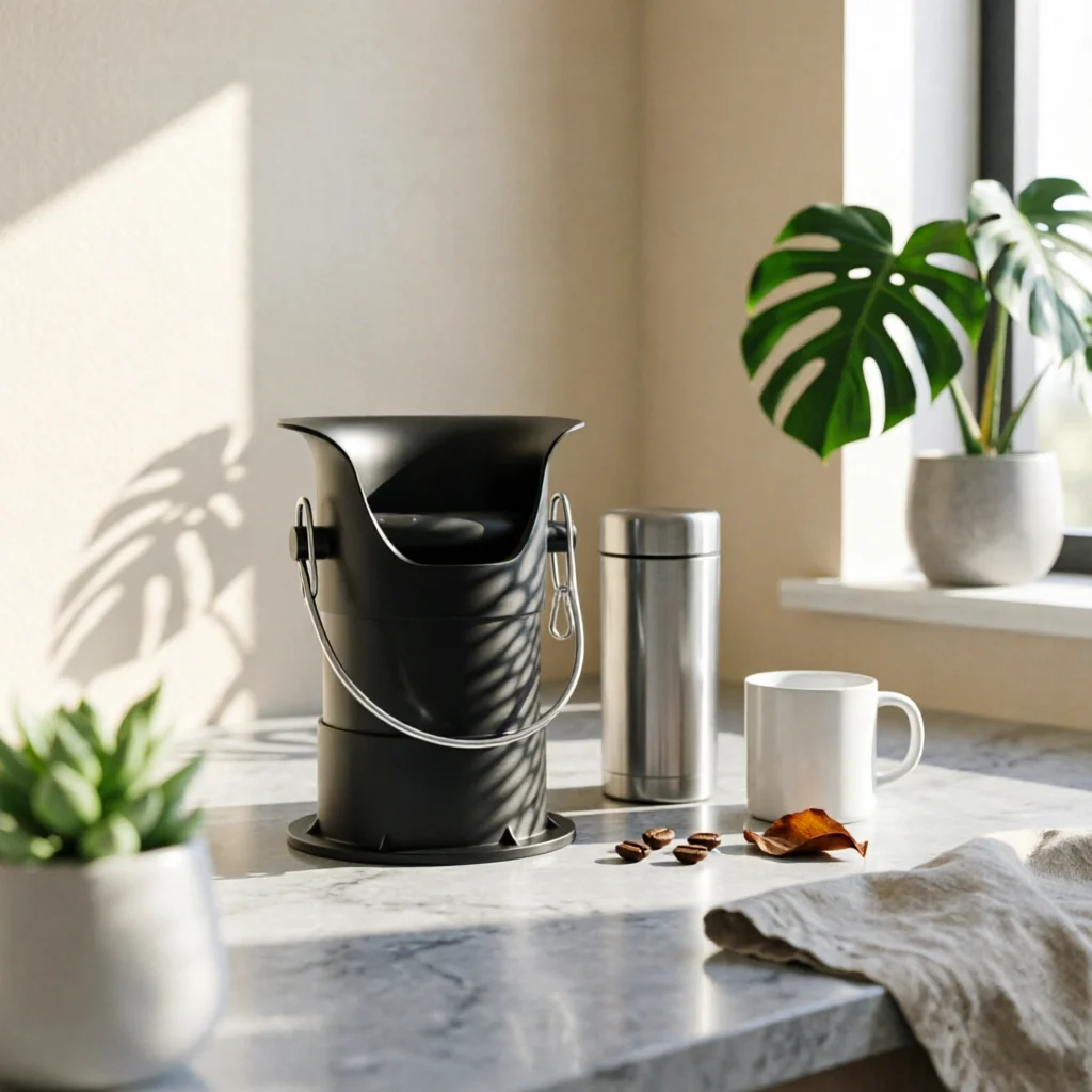 Freestanding Espresso Knock Box Sturdy Construction Espresso Knock Box Professional Coffee Grounds Dump Bin Non-Slip Base