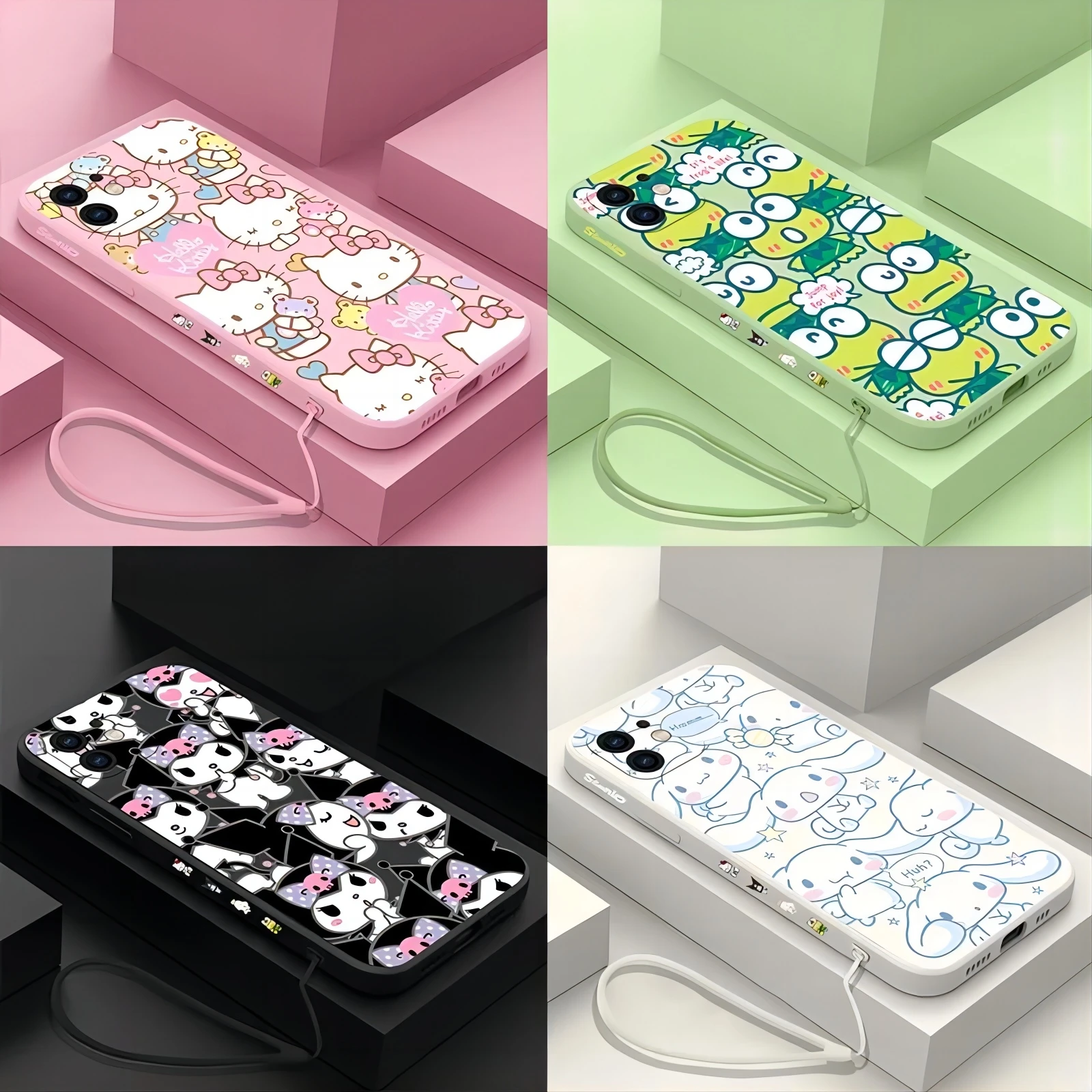 Kuromi Hello Kitty Cinnamoroll Phone Case For iPhone 15 14 13 12 11 Pro Mini X XR XS MAX SE20 6 6s 8 7 Sanrios Plus Cover