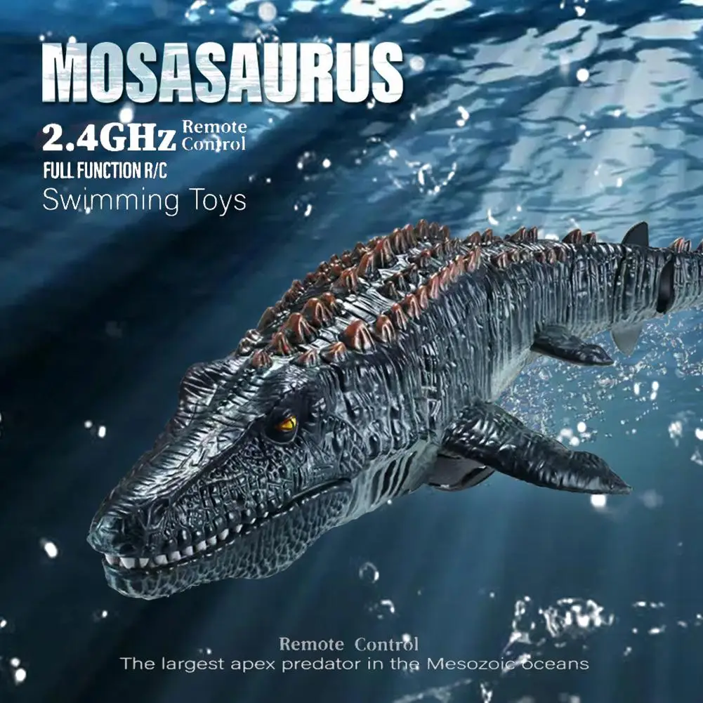 Mosasaurus-dinosaurio de Control remoto para niños, juguetes de buceo, barco Rc, agua pulverizada ligera para piscina, lago, baño, Océano, juguete de baño