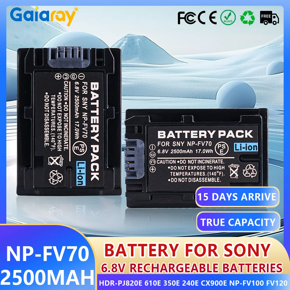 1-4PC NP-FV70 NPFV70 Battery 2500mAh NP-FV90 NP-FV100 FV120 Rechargeable Battery for Sony Camera HDR-SR68 DCR-SX85 DCR-S NP FV70