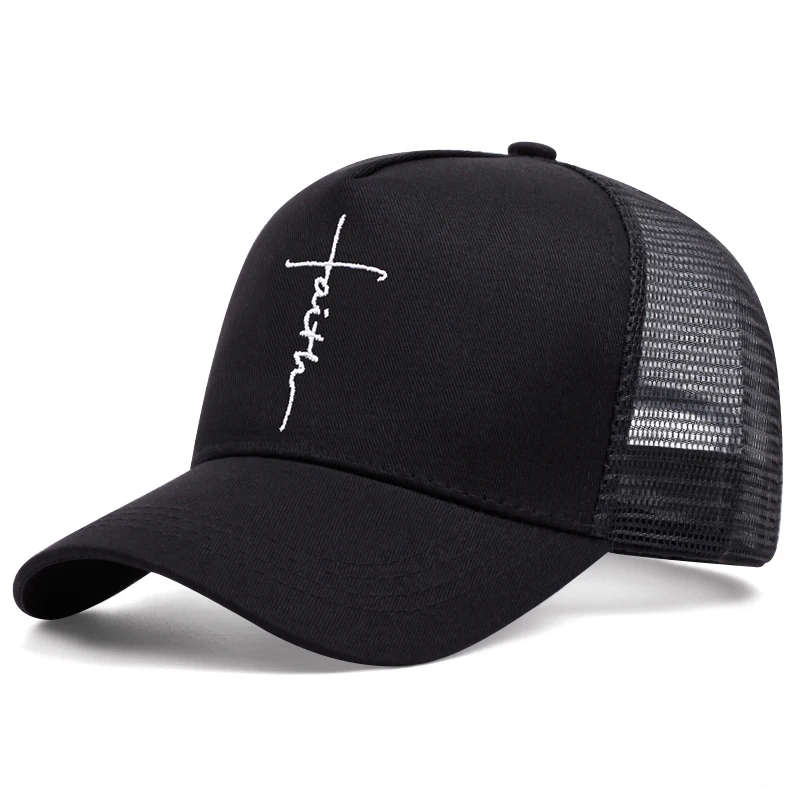 cross Personalized Embroidery baseball cap  Hip hop outdoors mesh cap Sunshade breathable trucker hat