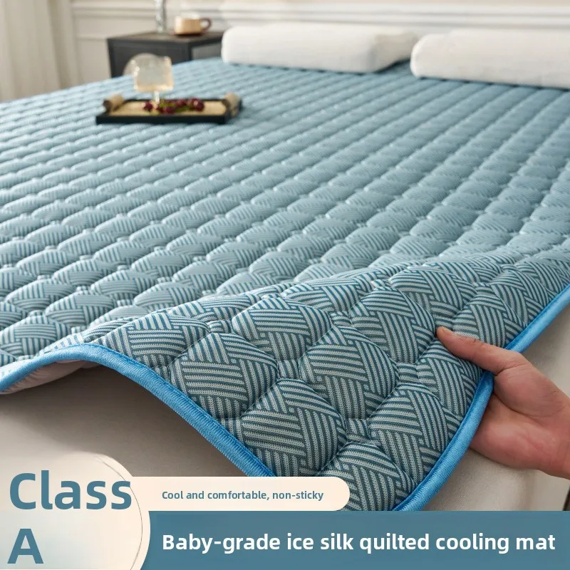tapis-rafraichissant-double-face-en-soie-glacee-et-osier-tapis-d'ete-doux-tapis-en-bambou-marque-linbebe-pliable-fait-main-et-tisse-a-la-machine