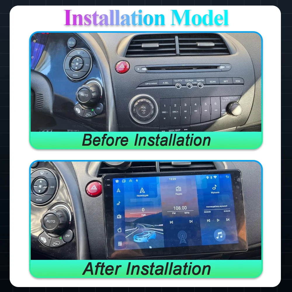 8core Android 16 For Honda Civic Hatchback 2006-2011 Car Radio Multimedia Player Navigation 2 Din Stereo Dvd Head Unit Speaker
