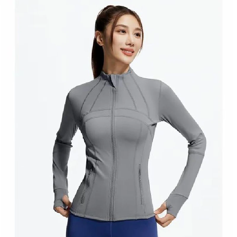

2026 Women New Spliced Fitness Jacket Breathable Stretch Long Sleeve Yoga Coat with Pockets Comfortable Versatile Yoga Top