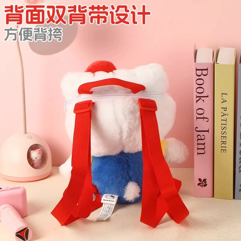 ของแท้อะนิเมะ Sanrio Hello Kitty ตุ๊กตาของเล่นหญิง Kawaii KT แมวไหล่กระเป๋าเป้สะพายหลังผู้หญิงกระเป๋านักเรียนเด็กตุ๊กตาสาวของขวัญวันเกิด