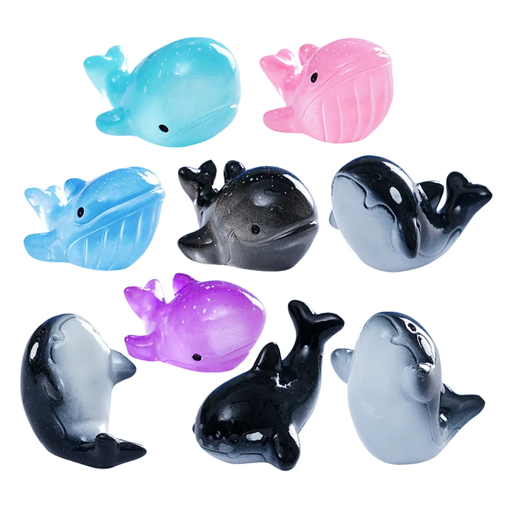 

9pcs Shark Whale Figurines Mini Resin Aquarium Decor Micro Landscape Ornament For Fish Tank Bonsai Garden Ocean Animals