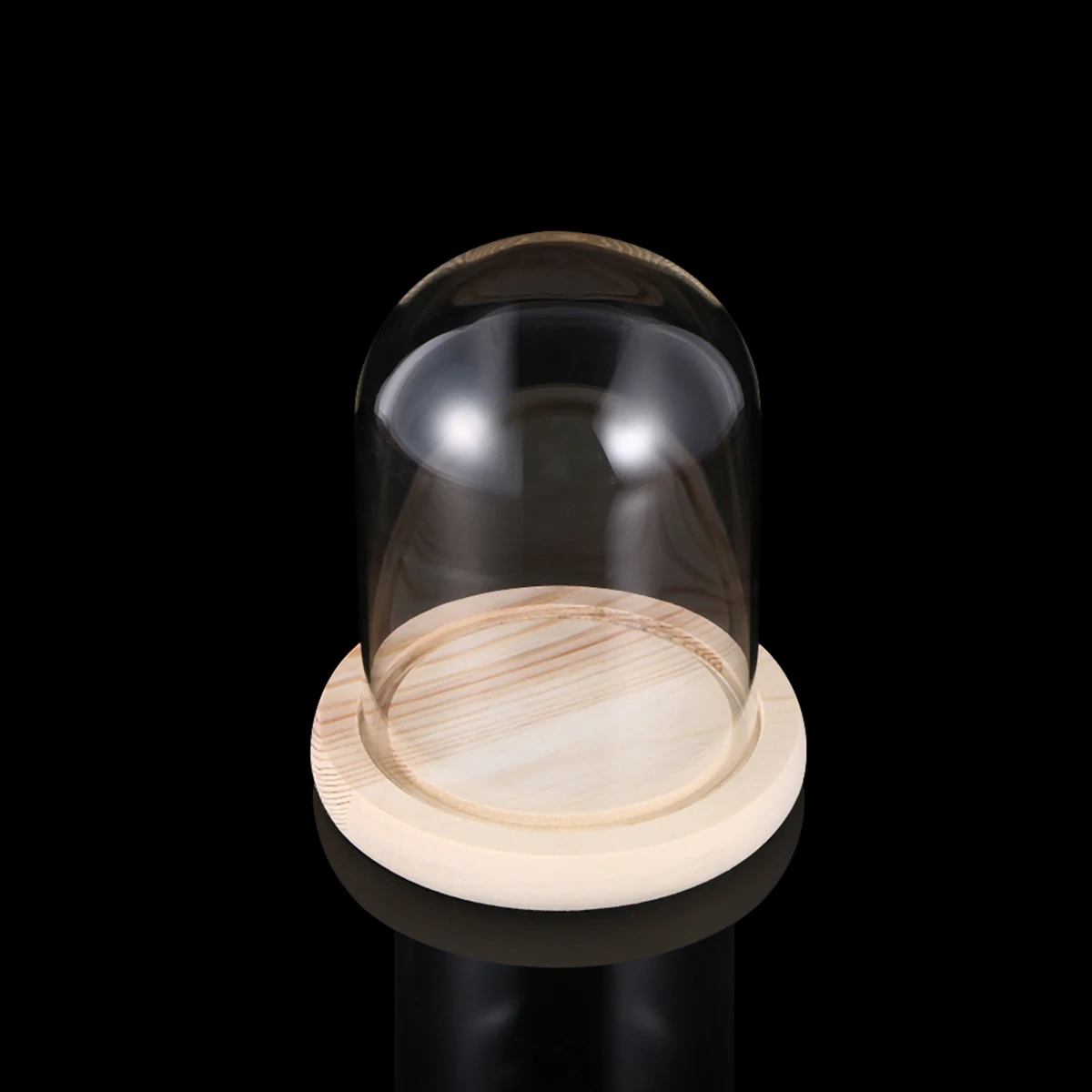 

9X24cm Glass Dome Cover Wood Base Storage Case for DIY Flower Craft Valentine Gift Transparent Design Portable Proper