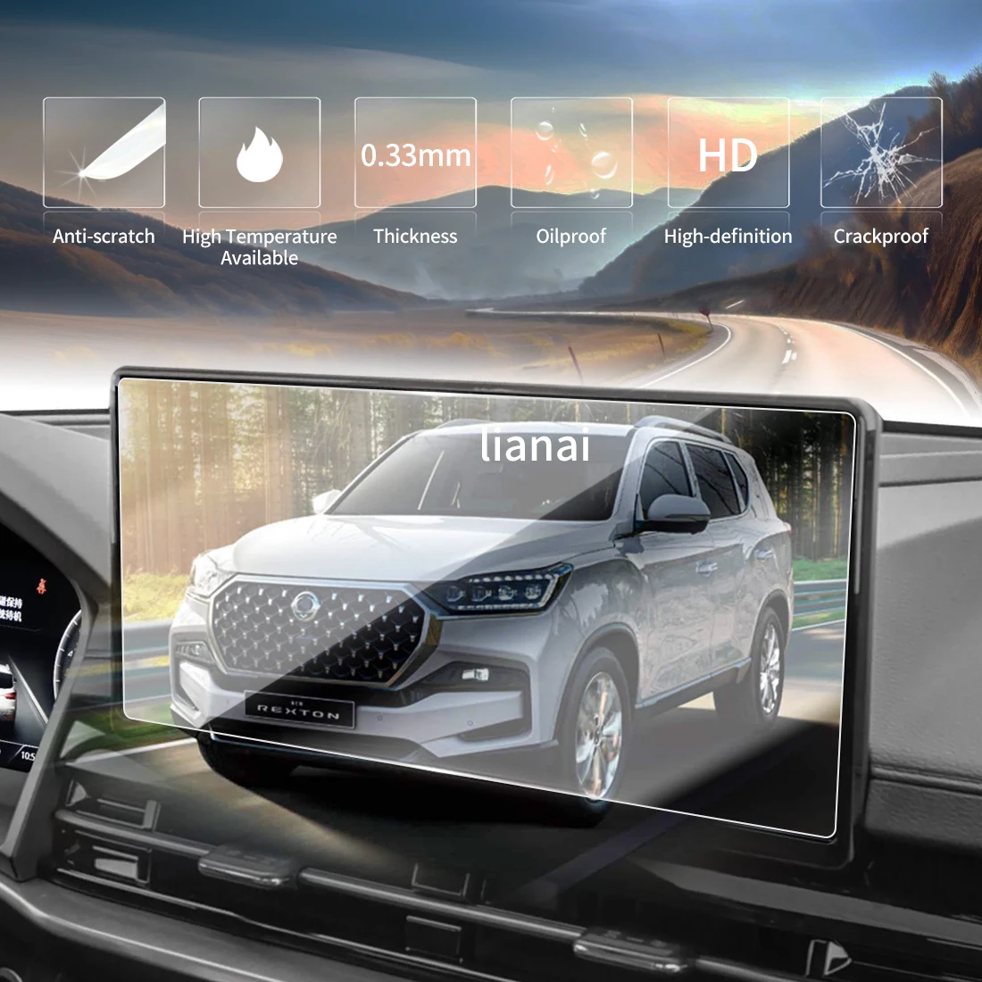 Screen Protector for 25 Shuanglong Rexton Tempered Glass display  Video Navigator Car Stickers Fingerprintresistant supplies