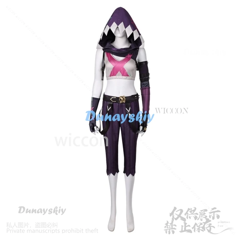 Anime Game Arcane 2 Cos Jinx Scarf Wigs Clothing For LOL Costume For Halloween Christmas Cos Vest Shorts Belt Gloves Customized