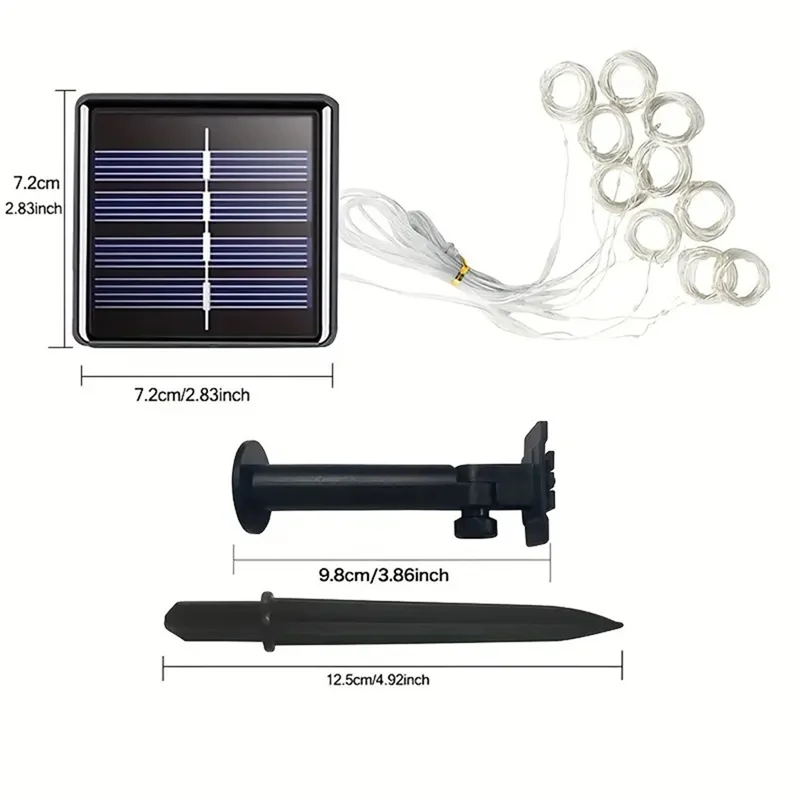 Solar LED Vorhang Licht Outdoor Girlande Solar Fee String Licht Pavillon Garten Party Urlaub Weihnachten Decor Kupfer Draht Lampen – Detail 14