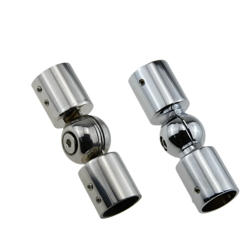 Heavy-Duty Stainless Steel Round Tube Connector Adjustable Swivel Joint for Bathroom Glass Door Pull Rod Fixed Support