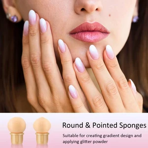 Runder Kopf scharfe Schwammköpfe Ersatz Nagelkunst Gel Polnisch Farbgradienten Blühen Pinsel Glitter Pulver Doting Manicure Tool 6 Hauptschwammverkäufe - №3
