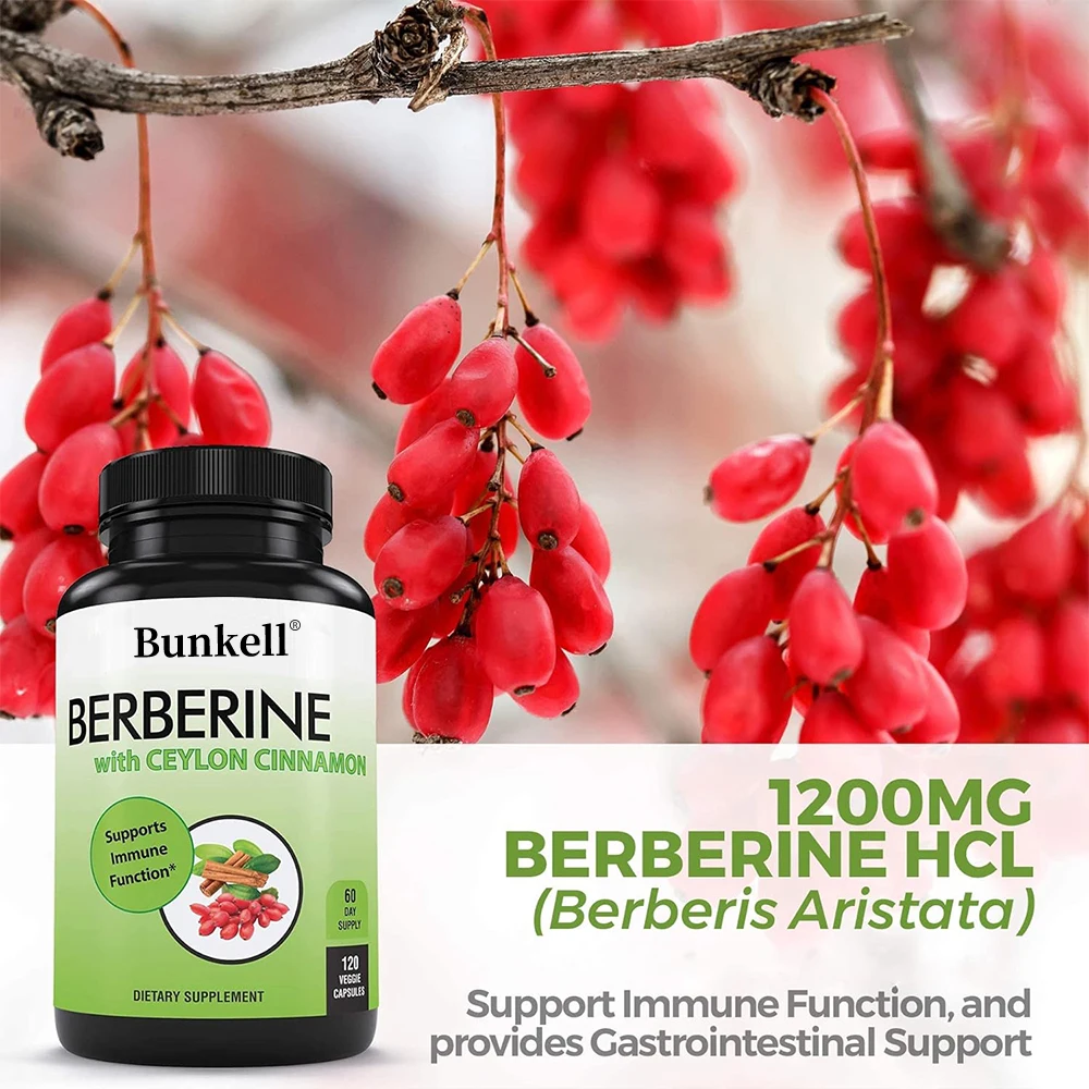 Berberine 1200mg Ceylon Cinnamon Capsules - Metabolism, Cardiovascular Health, Immune & Gastrointestinal Support， Antioxidant