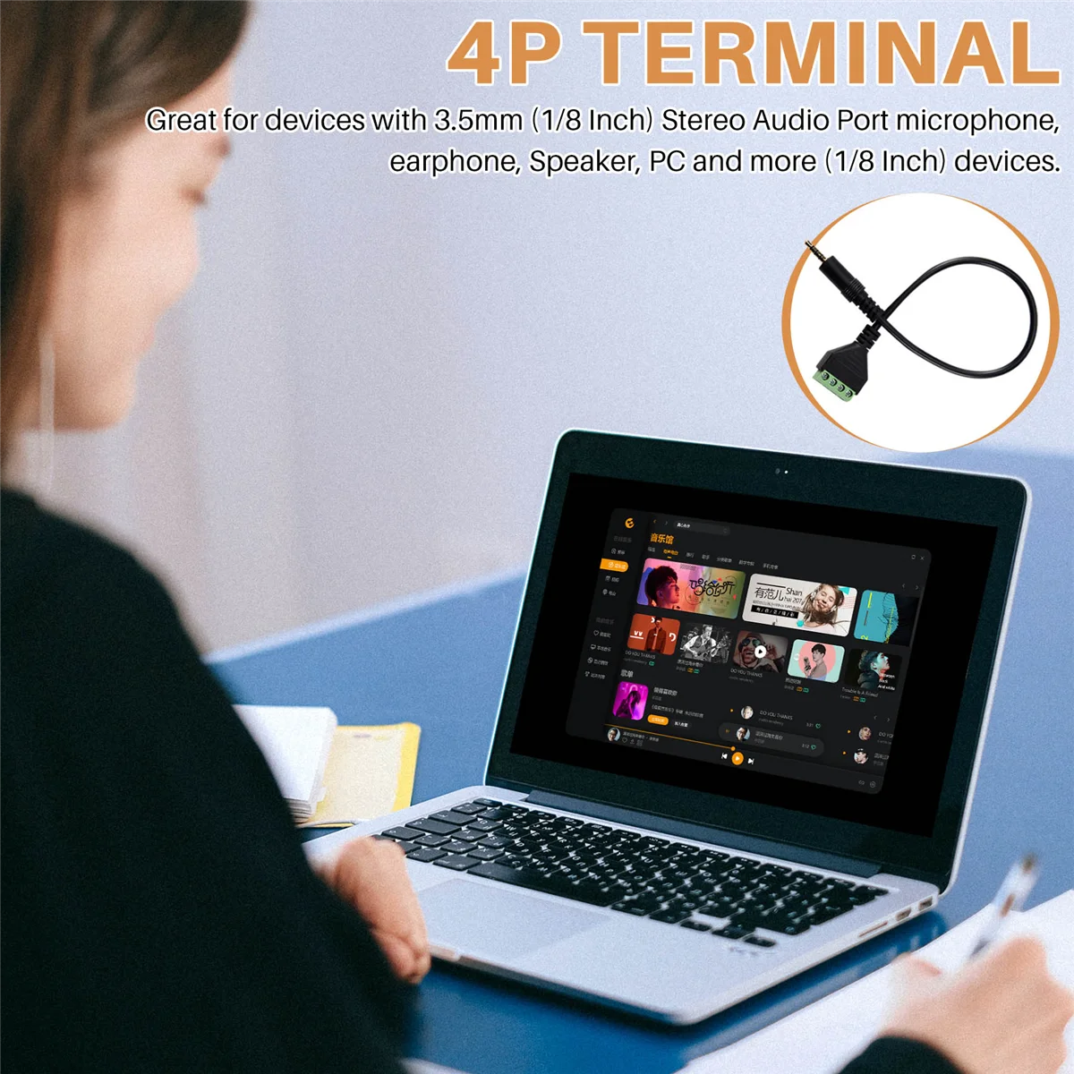 3.5 مللي متر برغي محطة محول كابل مكبر الصوت 4-Core ستيريو TRRS ذكر ثقب إلى AV 4 برغي محطة Balun موصل كابل