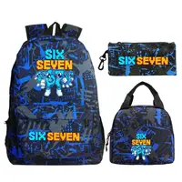 Juego de mochilas escolares italianas Brainrot, 3 uds., 67 Six Seven 6-7, para niñas y niños, con fiambrera, estuche para lápices, mochila divertida 67, mochila de viaje