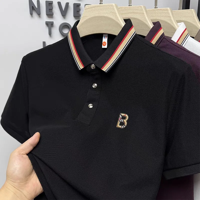 

Summer New Men's Short Sleeved Casual Comfortable Breathable Polo Shirt Lapel Business T-shirt Exquisite Embroidery Top