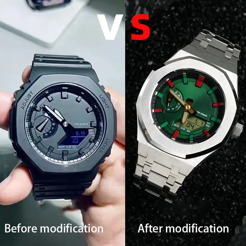 For Ca-sio GSHOCK GA-2100 GA-2110 The 3rd 4th Generation Watch Case Parts Waffle Dial  GA2100  GA2110 Inner Shadow Circle Bezel