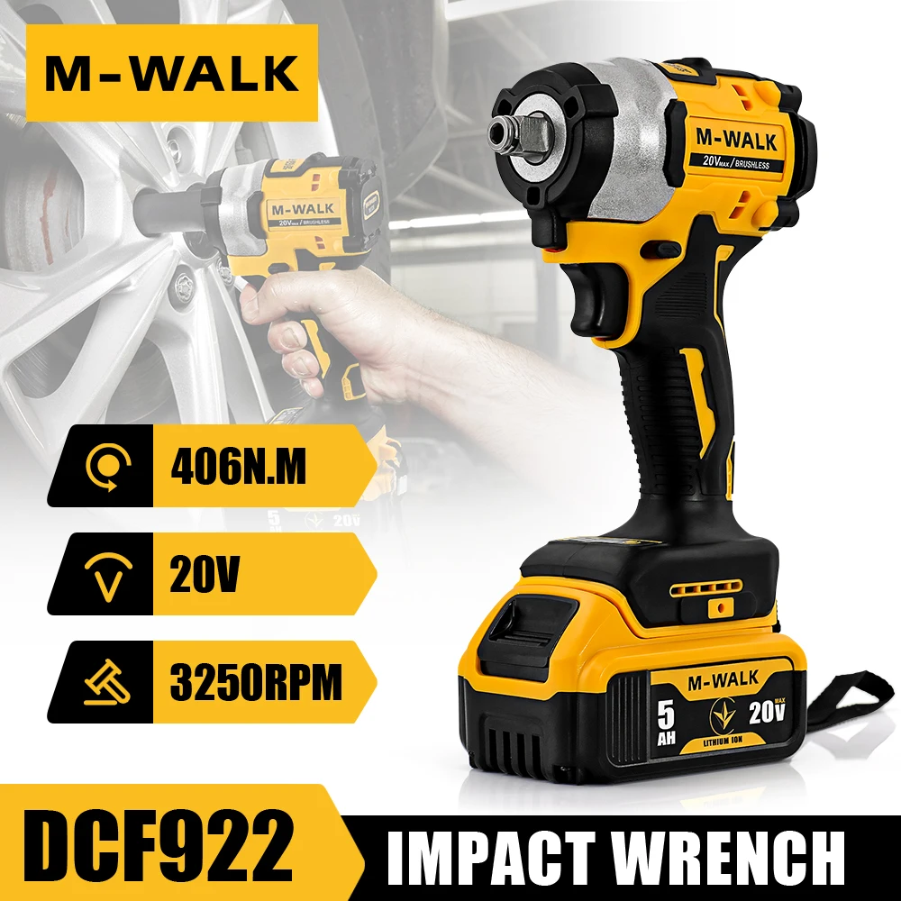 DCF922 Brushless Cordless Wrench Electric Impact Wrench 1/2 Key impact battery Screwdriver Power Tool For Dewalt 20V Battery Pin