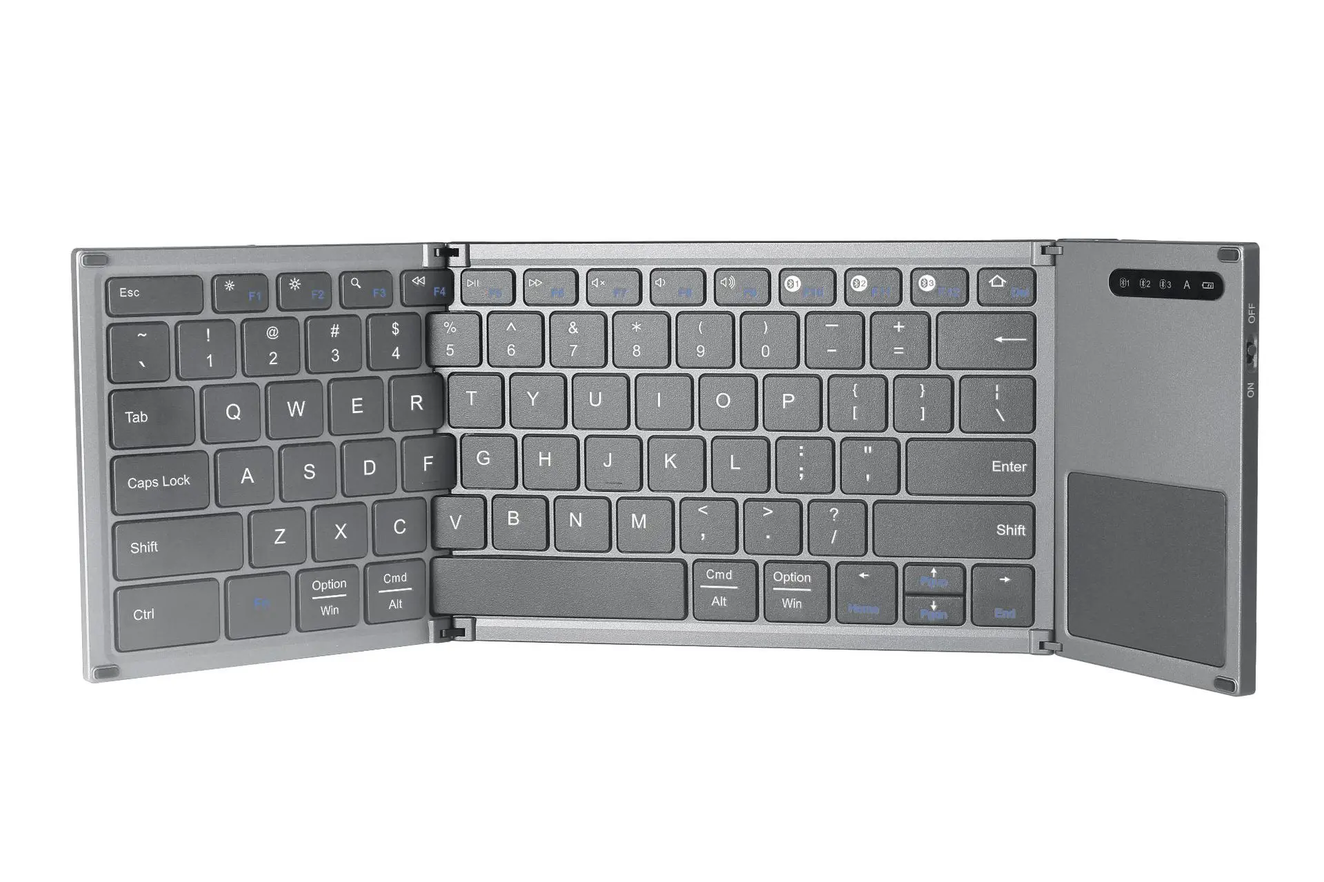 Thin and light three-fold folding bluetooth keyboard three-mode touch keyboard three-system universal mini keyboard