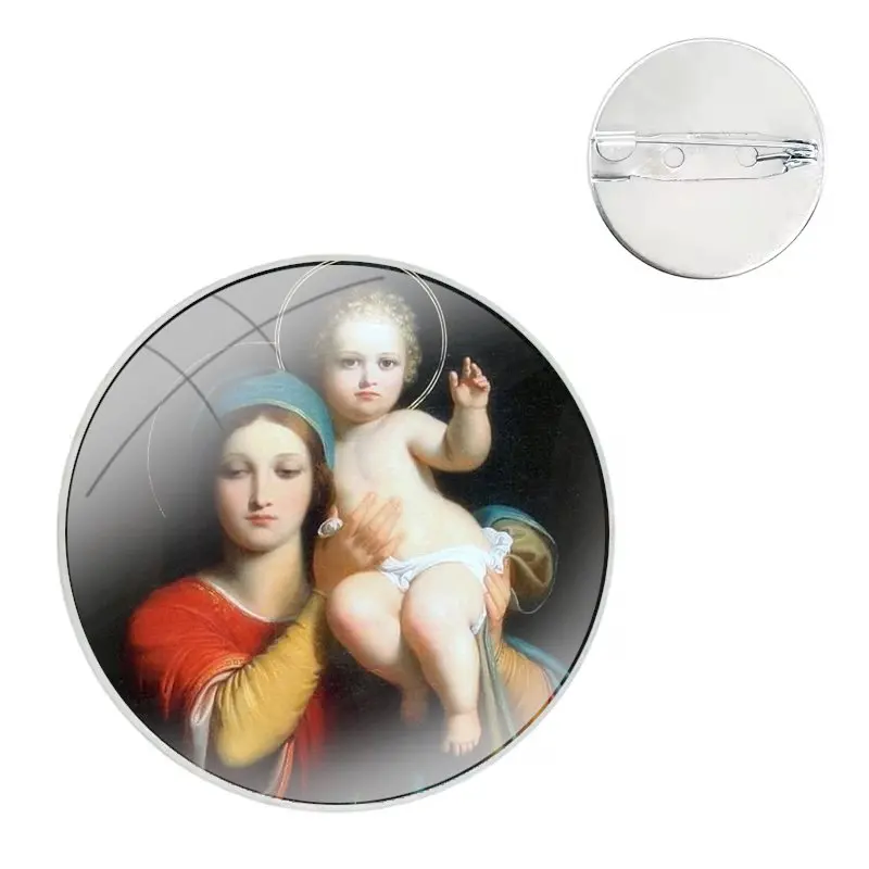 Pins Badge Metal Brooches For Clothes Backpack Decoration gift Our Lady Virgin Mary And Jesus Art Patterns