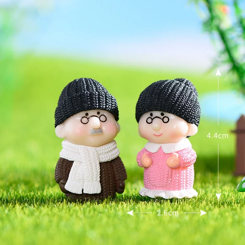 4 قطعة شخصيات زوجين صغيرة الجدة الجد سويتي عشاق زخرفة قديمة لتماثيل حديقة الجنية مصغرة ديكور المنزل #2