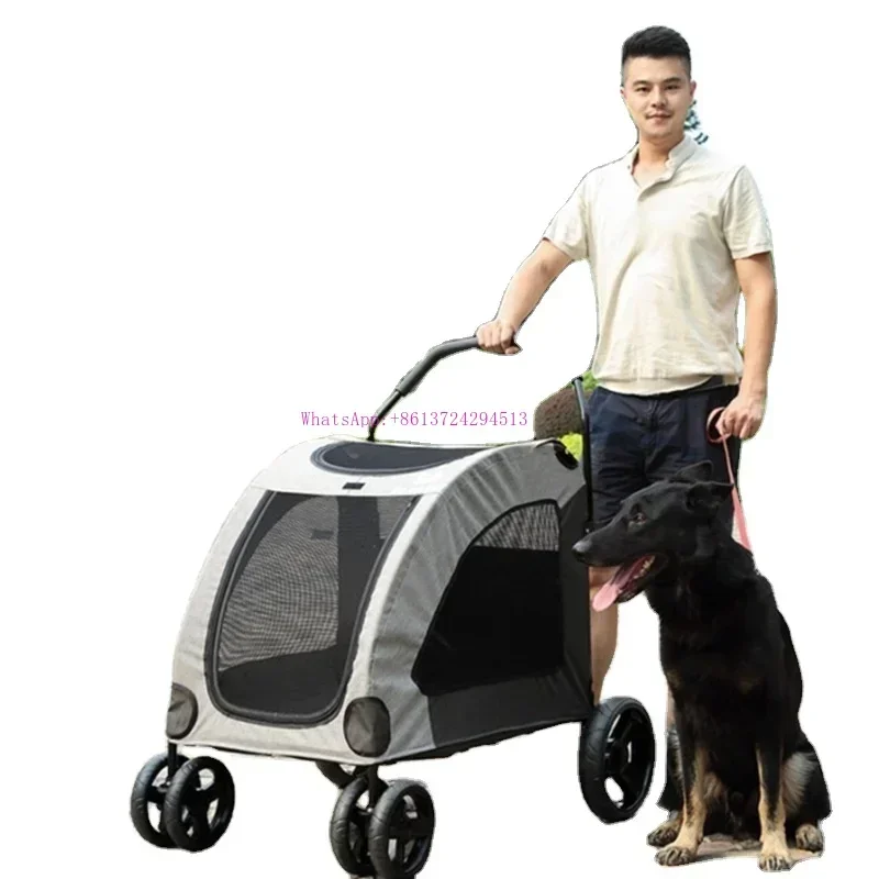 Pet Strollers For Dog Cat Puppy Outdoor Carrying For Disabled Dogs Lifting Collapsible Trolley Carrier Case With 6 Rolling Wheel