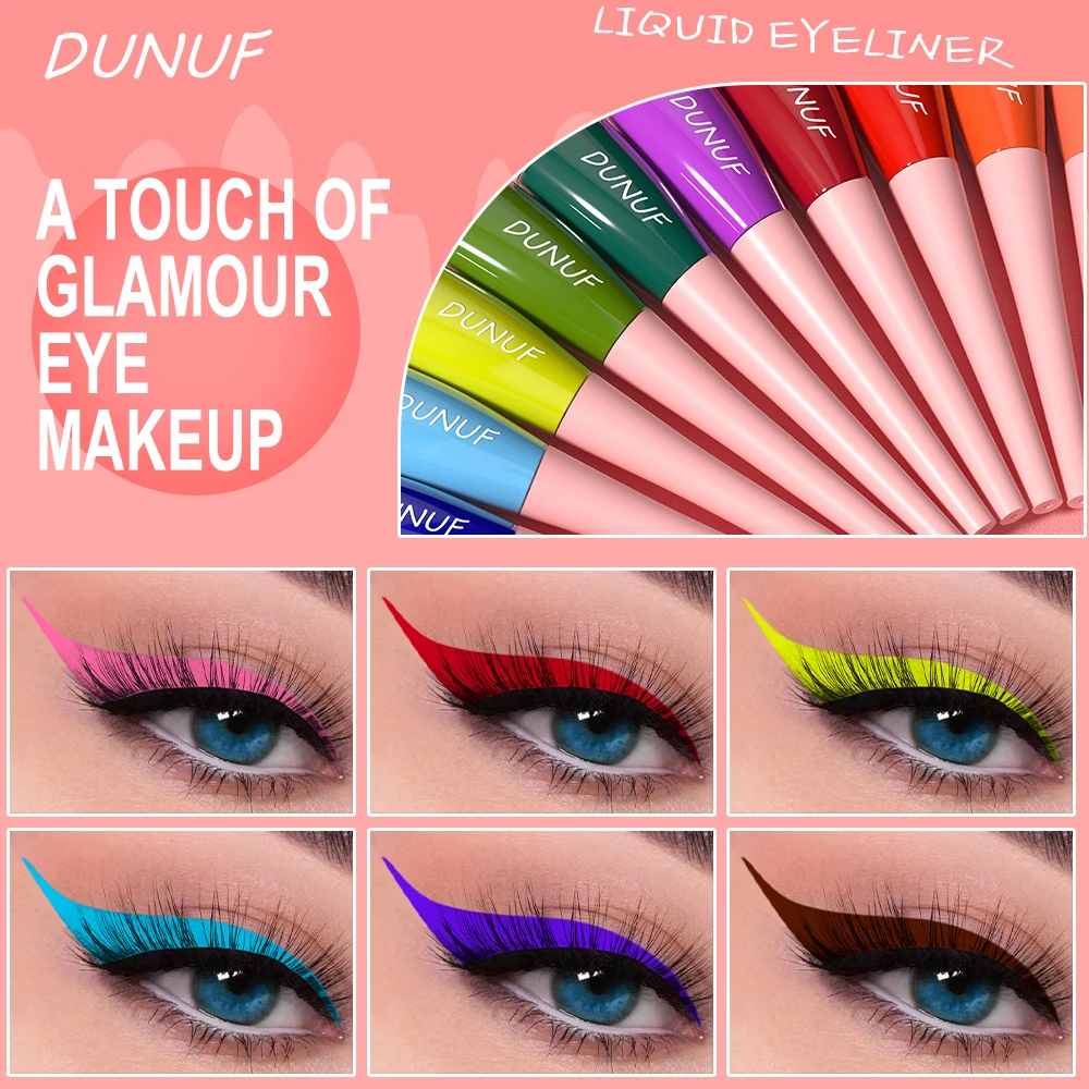 

DUNUF 18 Color Colorful Liquid Eyeliner Waterproof Long-Lasting Quick-Dry Eye liner Blue Green Yellow Eyes Beauty Cosmetics