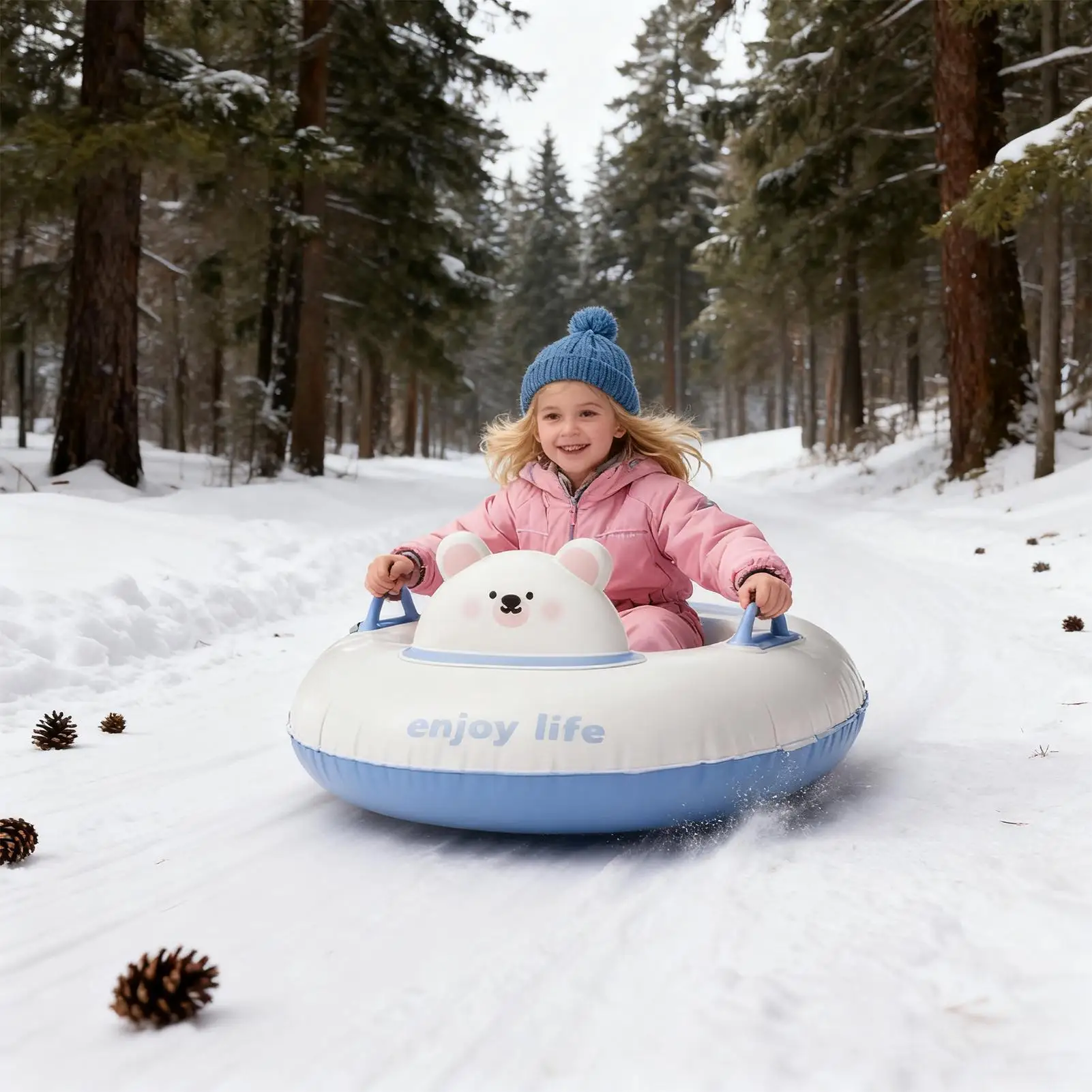أنبوب الثلج زلاجات لعبة زلاجات الشتاء القابلة للنفخ مع مقابض تفجير أنابيب الثلج لحديقة الفناء الخلفي بارك ملعب الحديقة في الهواء الطلق #2