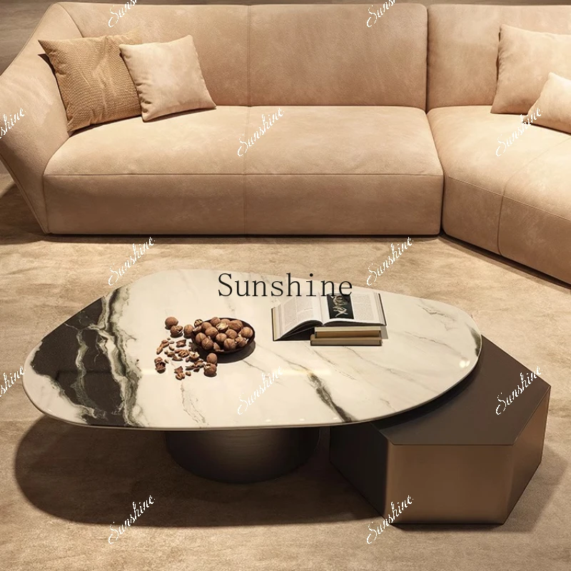 Italian light luxury 2024 new marble special-shaped coffee table modern simple living room home  FT