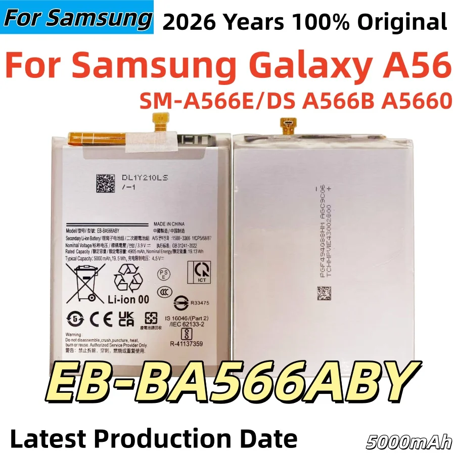 100% Original High Quality 5000mAh EB-BA566ABY For Samsung Galaxy A56 SM-A566E/DS A566B A5660 Phone Battery+Free Tools