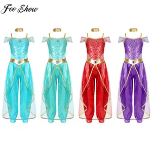 Costume Danza Del Ventre Per Bambina Con Maniche Corte - Ideale Per Carnevale, Halloween E Feste