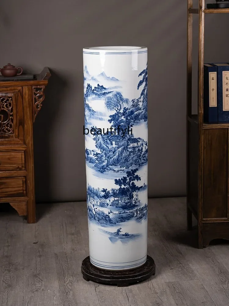 Ceramic Floor Large Vase Quiver Living Room TV Cabinet Chinese Decoration Calligraphy and Painting Ornaments Gathering