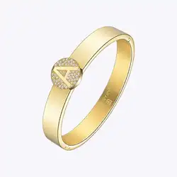 Enfashion Letter Initial Bangle Bracelet Stainless Steel Gold Color Cuff Bangles Bracelets Fashion Jewelry For Women 188005