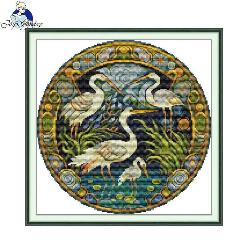 

Cross Stitch Kit Joy Sunday Waterfowl HD Pattern Printed Counted Fabric Aida 16/14/11CT DIY Embroidery Kit with Gift