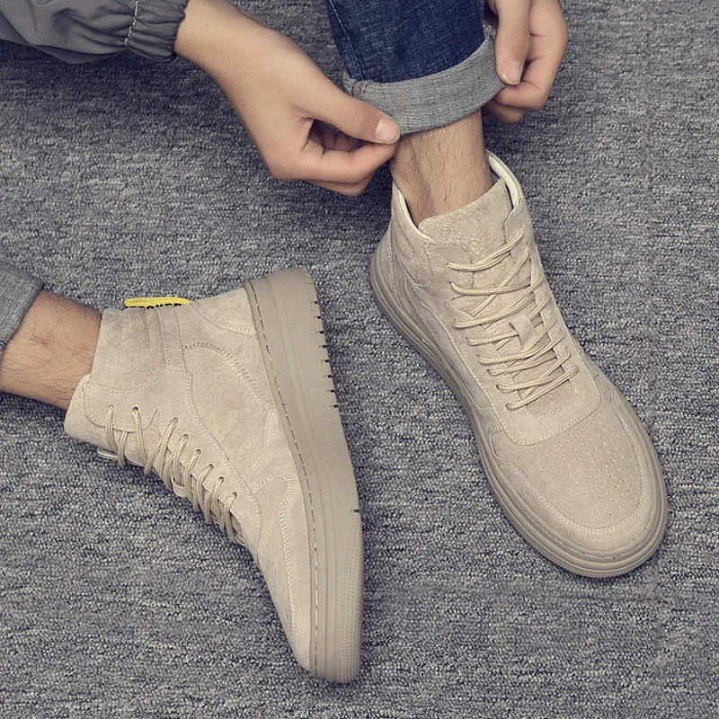 

Осень/зима 2026, новая модная обувь с высоким берцем и бархатной кожей для мужской спортивной обуви и повседневной обуви