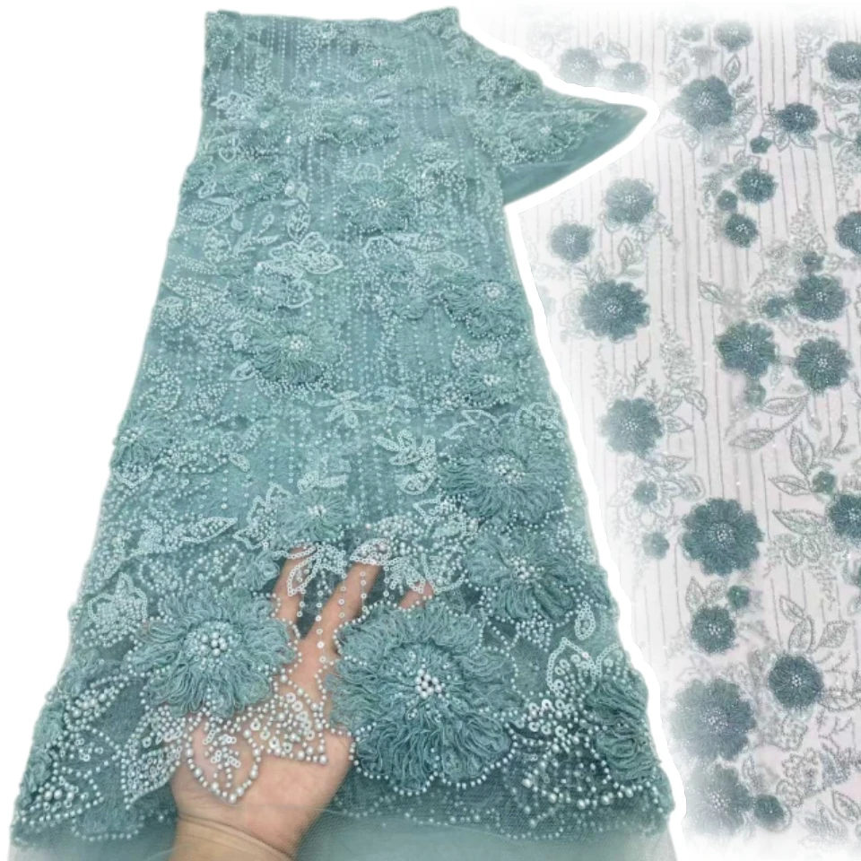 

Elegant African Sequins Lace Fabric, Latest French And Nigerian Beaded Lace Fabric, Suitable For Women's Evening Dresses. 2026