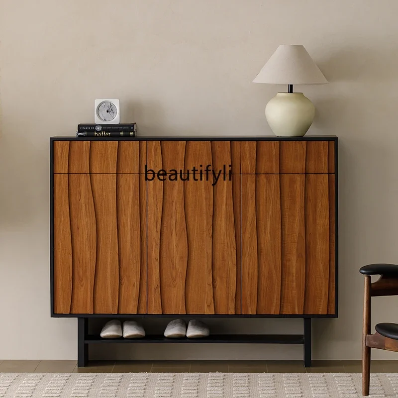 

Medieval solid wood veneer shoe cabinet, entrance aisle, modern simple entrance locker