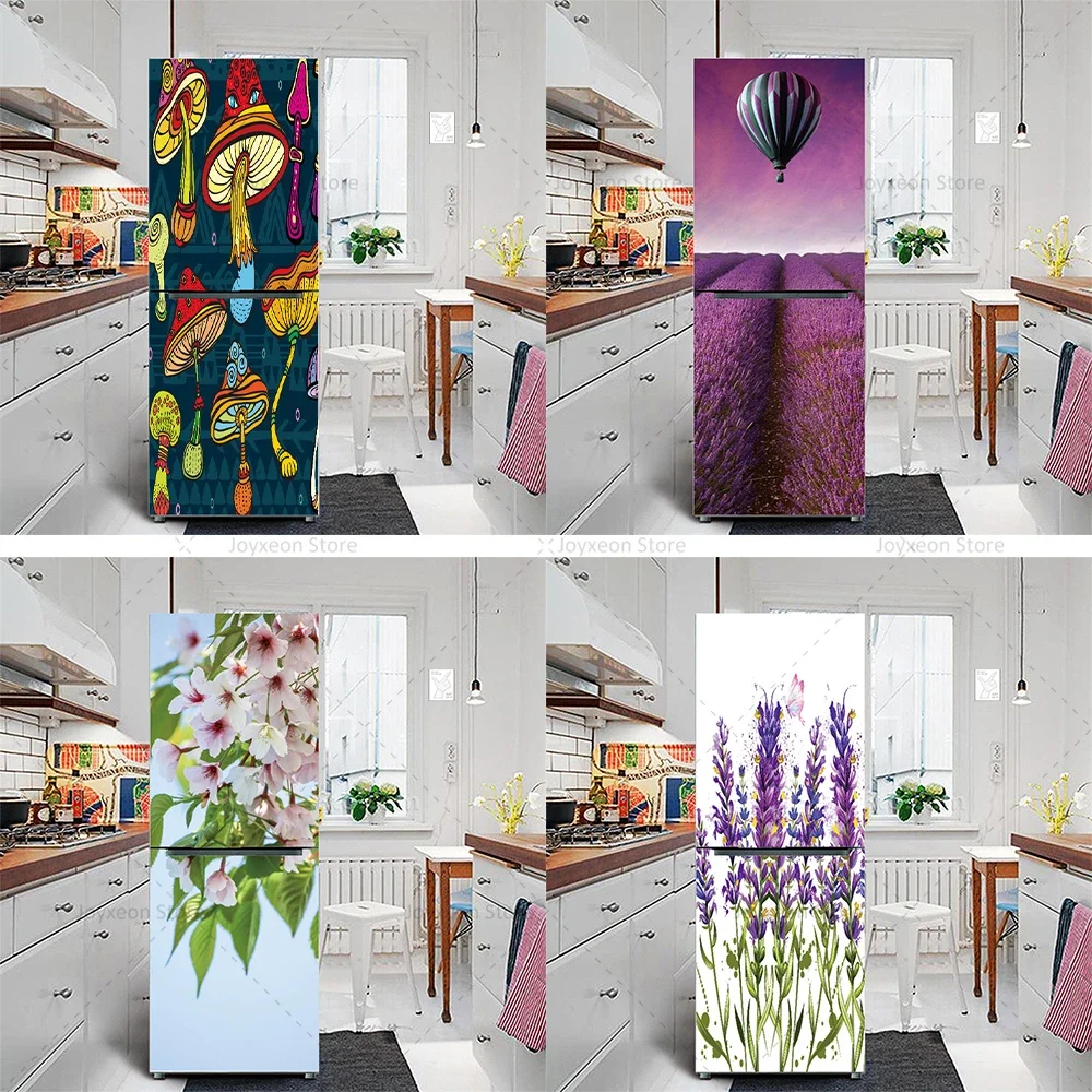 3D Multi Style Refrigerator Sticker Vinyl Waterproof Self Adhesive Home Decor Custom Size Pattern Kitchen Refrigerator Sticker