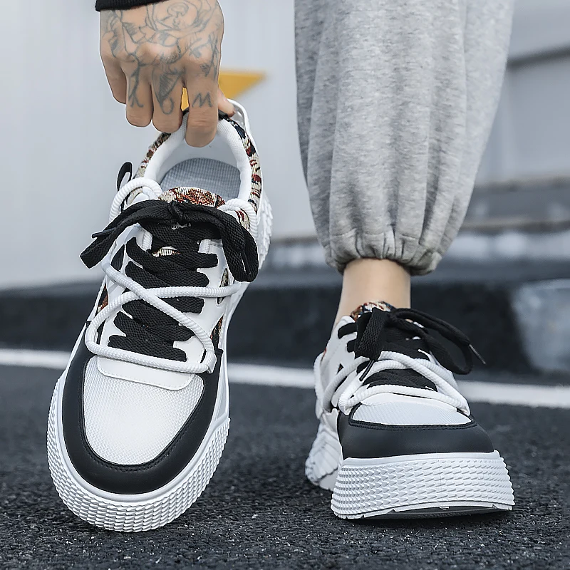 

Дизайнерская креативная толстая подошва с блокировкой цветов, износостойкая дышащая удобная спортивная мужская новая обувь, увеличивающая рост