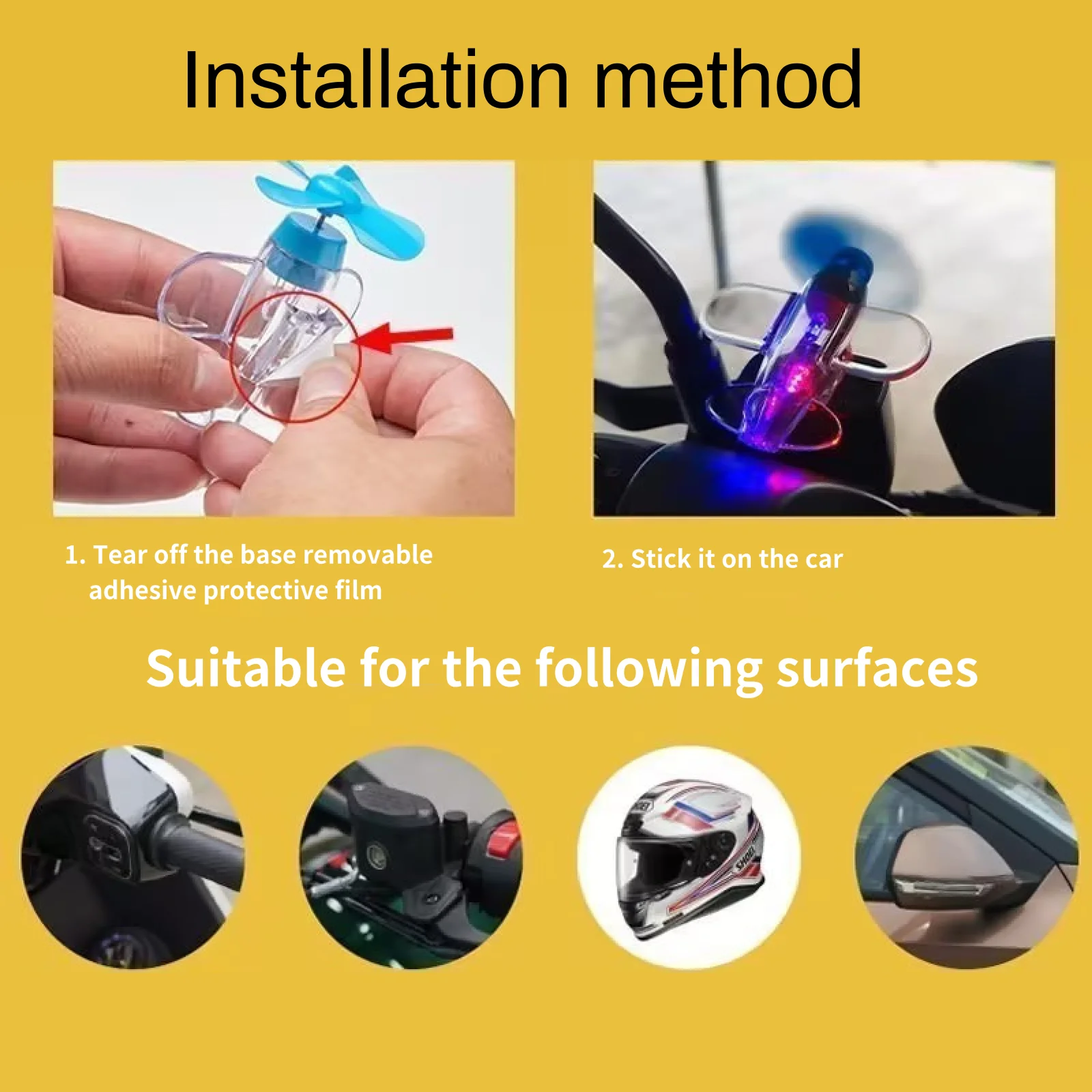 NEW Wind Power Generation LED Light Safe Riding Warning Effect Car Moto Decorations with Traceless Adhesive Small Airplane